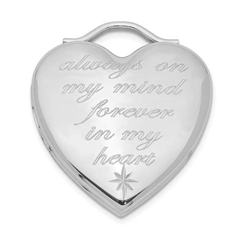 925 Sterling Silver Always On My Mind Forever In Heart Photo Pendant
