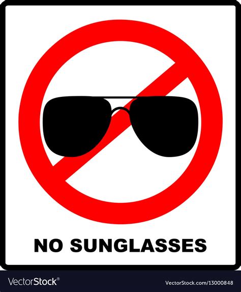No Sunglasses Sign On White Background Royalty Free Vector