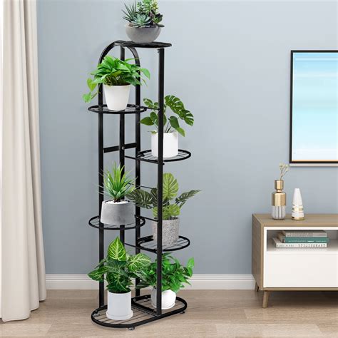 Plant Stand Metal 6 Tier 7 Potted Multiple Flower Pot Holder Shelf