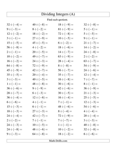 7th Grade Positive And Negative Numbers Worksheet