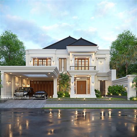 Desain Rumah Klasik 2 Lantai Ibu YN di Madiun, Jawa Timur - Tampak