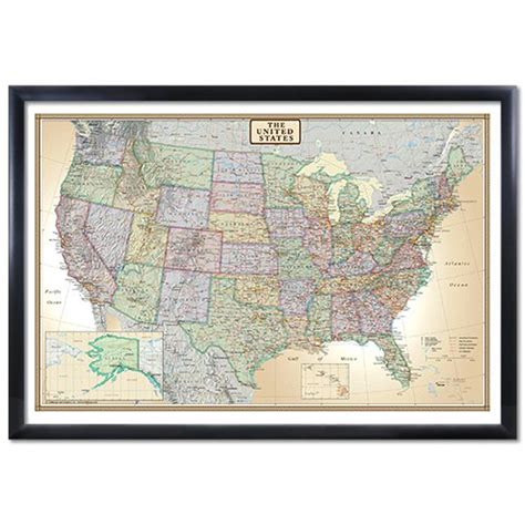 24x36 United States Usa Us Executive Black Framed Wall Map Walmart
