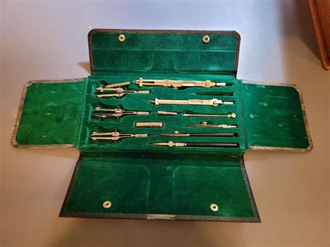 Lot 157 Vintage German Made Drafting Tools In Leather Case And