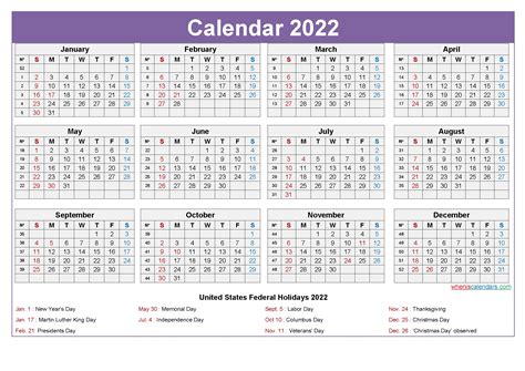 Printable Calendar 2022 With Holidays Customize And Print