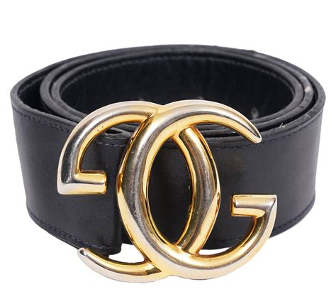 Lot Gucci Black Gg Gold Vintage Belt