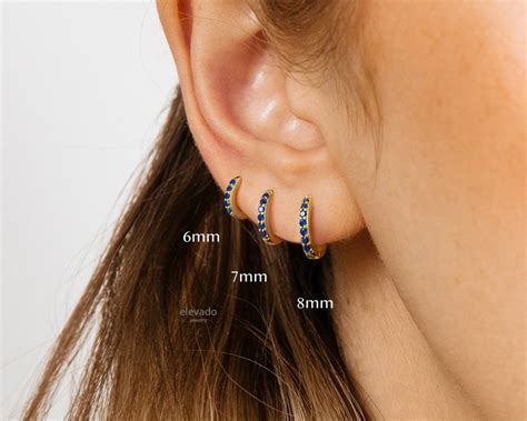 Sapphire Huggie Hoop Earrings Gold Conch Hoop Cartilage Etsy