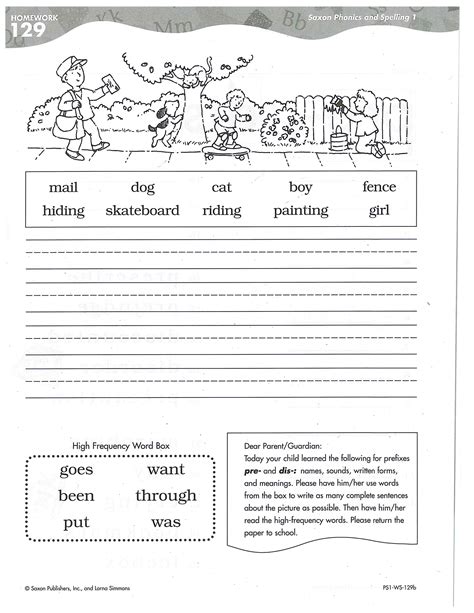 First Grade Saxon Phonics Worksheets