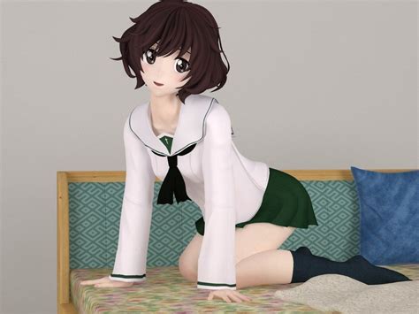 Underwear Yukari Anime Girl Pose 02 3d Cgtrader