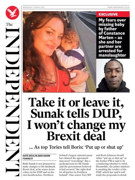 Independent Front Page St Of March Tomorrow S Papers Today