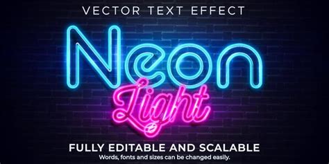 Текстовый эффект неонового света Бесплатно векторы