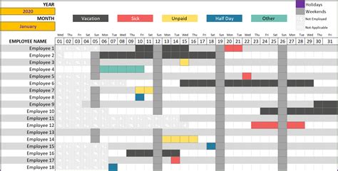Free Annual Leave Planner Excel Template Printable Templates