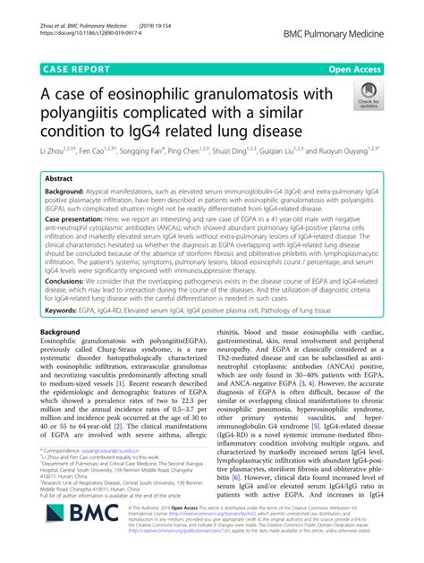 Pdf A Case Of Eosinophilic Granulomatosis With Polyangiitis