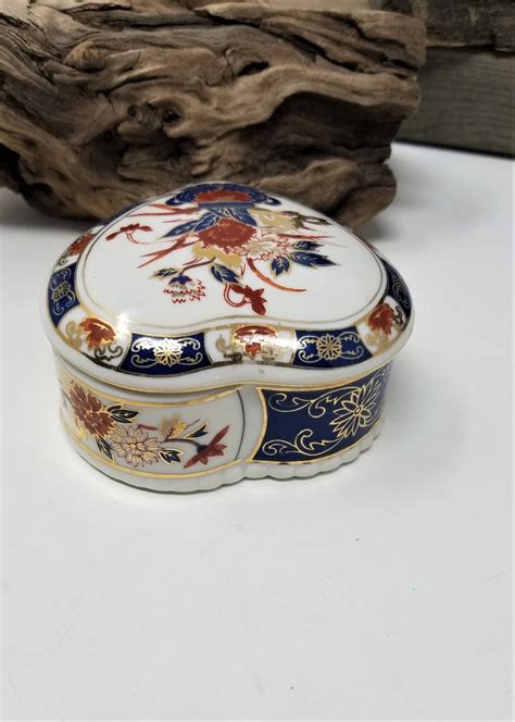 Porcelain Vintage Trinket Box Floral Made In Japan Etsy