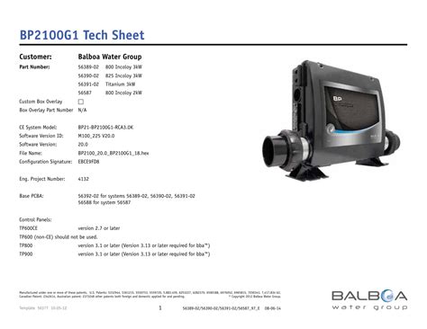 Bp2100g1 Tech Sheet Balboa Water Group Manualzz