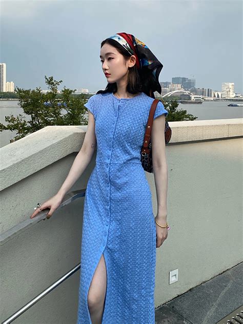 新中式单排扣连衣裙女夏季2022年新款高级设计感小众桔梗法式复古 淘宝网