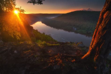 Wallpaper Vladimir Lyapin Landscape Sunset River Nature Sunlight