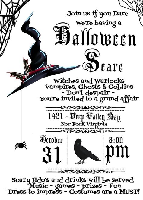Black And White Halloween Invitation Halloween Scare Invite Etsy Halloween Party Invitation