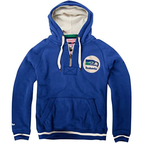 Mitchell And Ness Seattle Seahawks Field Goal Vintage Quarter Zip Hoodie