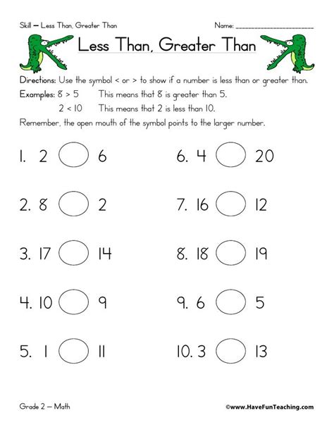Free Printable Greater Than Less Than Worksheets