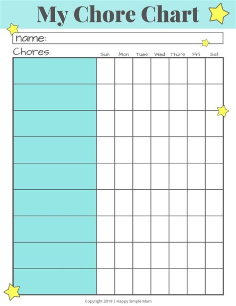 Chore Chart For Kids Template A Free Printable Daily And Weekly Tasks