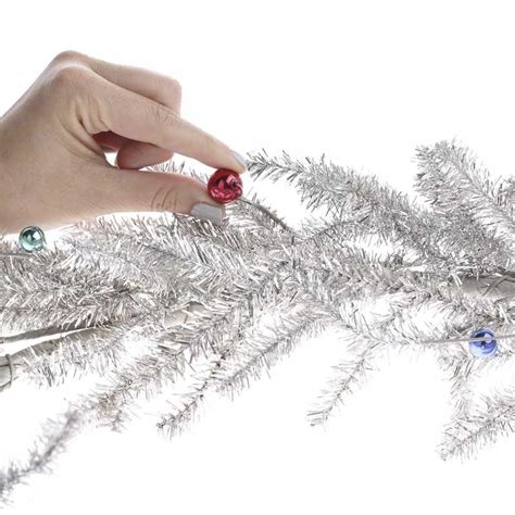 Silver Tinsel Pine And Bead Ornament Garland Christmas Garlands