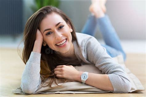 Young Woman Relaxing At Home Stock Image Image Of Girl Room 70070205