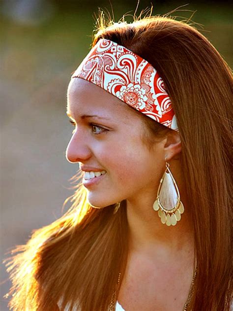 Wide Yoga Headband Womensteens Bandana Hippie Hairband Orange