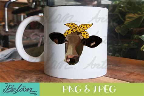 Cow With Leopard Bandana Png Sublimation Graphic By Belansartist