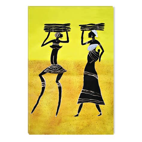Startonight Canvas Wall Art Tribal Yellow African Tradition Abstract