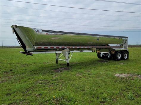 2023 mac trailer 38 ft frameless half round end dump trailer tandem axle aluminum air ride