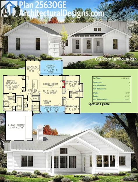 Plan 25413tf Two Story Farmhouse Plan With First Floor Master Modern