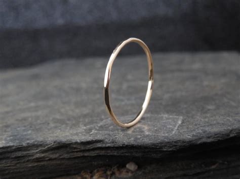 14k Gold Filled Ring Thin Ring Hammered 1mm Ring Made At Your Size