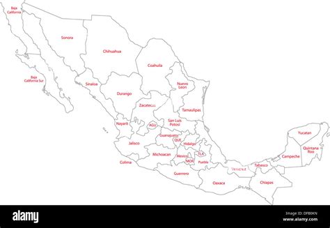 Outline Mexico Map Stock Photo Alamy