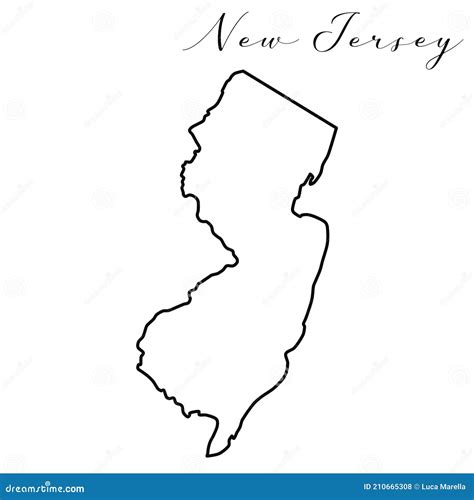 New Jersey Line Map Stock Vector Illustration Of Land 210665308