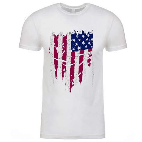 Mens American Flag T Shirt Distressed Tee 4th July Patriotic Usa Vintage White S