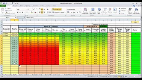 Plantilla Plan De Mantenimiento Preventivo Excel