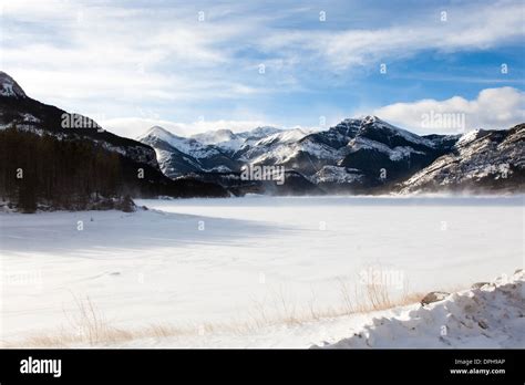 Barrier Lake In Kananaskas Alberta During Winter Stock Photo Alamy