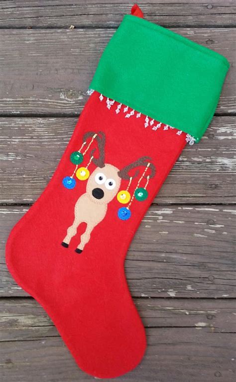 Personalized Handmade Felt Christmas Stocking Reindeer Etsy Felt