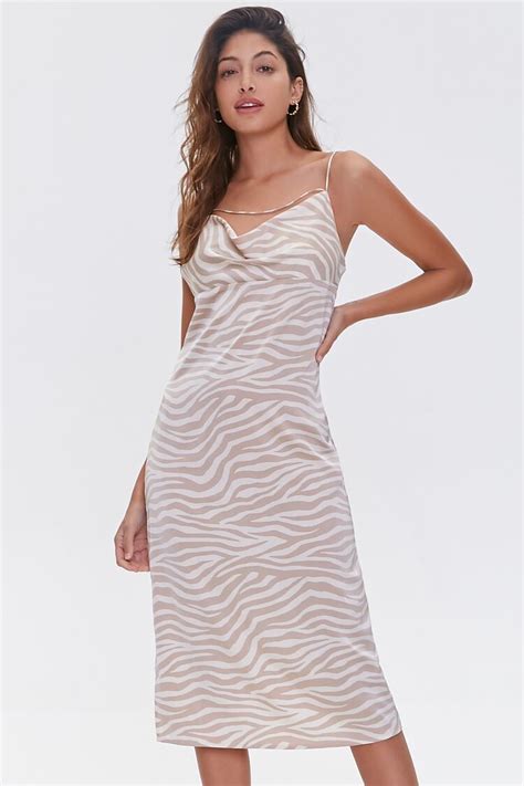 Zebra Print Cowl Dress
