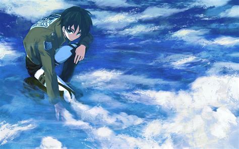 Fondos De Pantalla Mar Anime Chicos Anime Cielo Azul Shingeki No