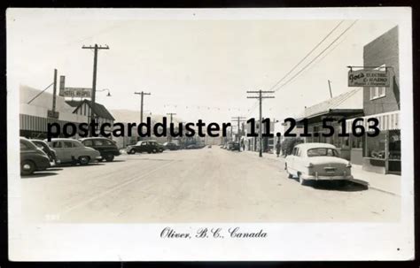 Oliver Bc 1950s Street View Stores Classic Cars Real Photo Postcard £5