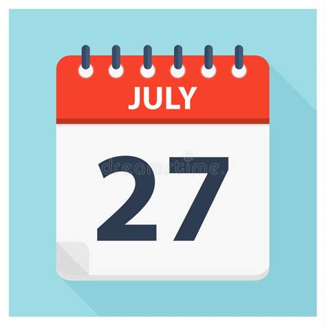 July 27 Calendar Icon Calendar Design Template Stock Illustration