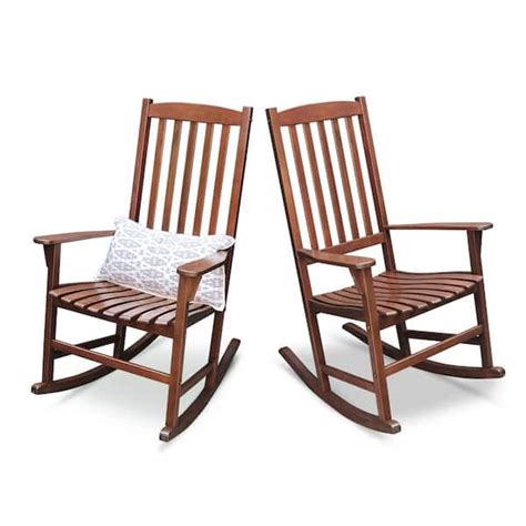 Cambridge Casual Thames Natural Brown Wood Outdoor Rocking Chair Set