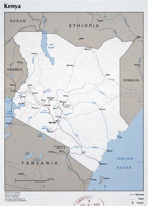 Kenya, officially the republic of kenya (swahili: Large detailed political map of Kenya with roads, major cities and airports - 1977 | Kenya ...