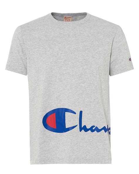 Champion Mens Reverse Script T Shirt Grey Regular Fit Tee