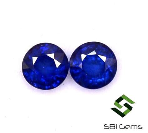 148 Cts Natural Blue Sapphire Round Cut Pair 5 Mm Faceted Loose