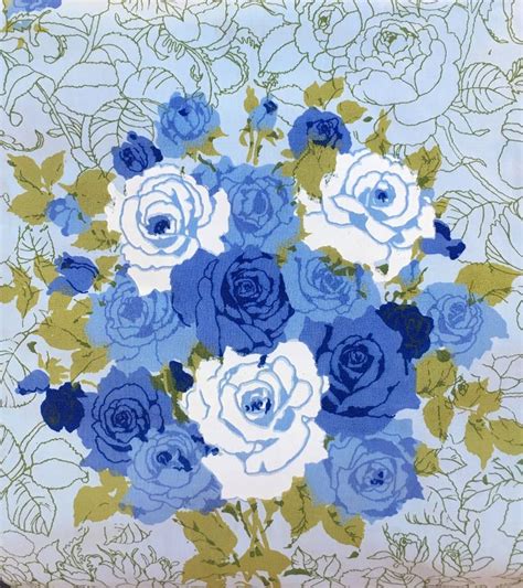 Reserved For Erin Chouey Vintage Blue White Roses Floral Etsy Blue And White Roses Floral