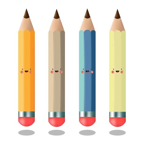 Premium Vector Set Of Colored Pencils Five Pencils With Eraser