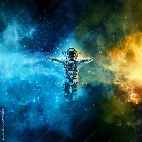 ภาพประกอบสต็อก Astronaut In Space 3d Illustration Of Astronaut