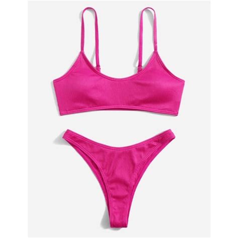 Shein Swim 3 For 25 Shein Rib Bikini Neon Hot Pink Swimsuit Poshmark